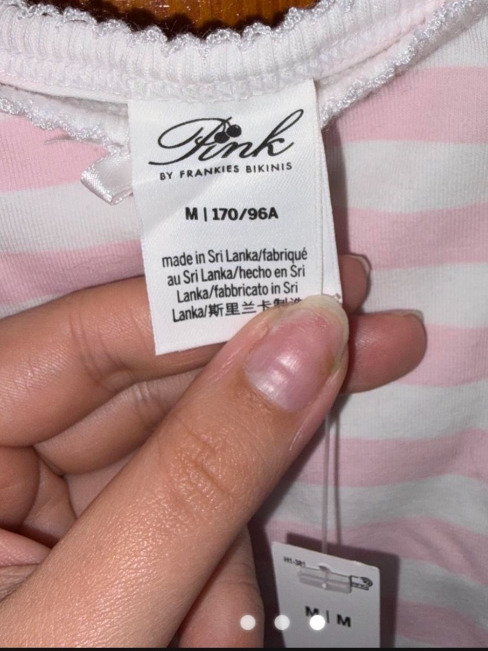 Frankie's Bikinis Pink & White Striped Spaghetti Strap Camisole NWT - Picture 3 of 3